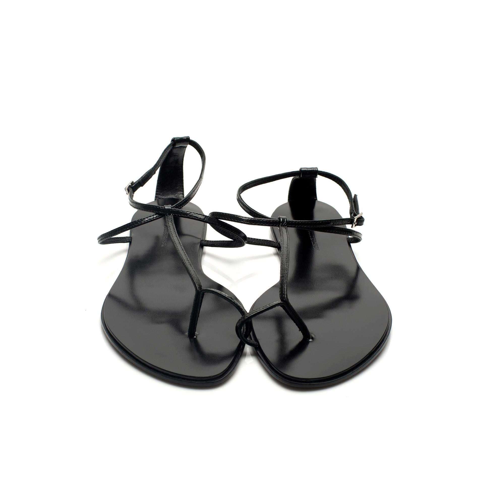 3019 leather sandals; smoke patent