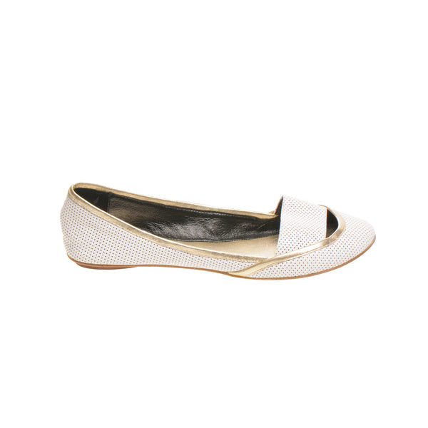 3041 leather loafers; white