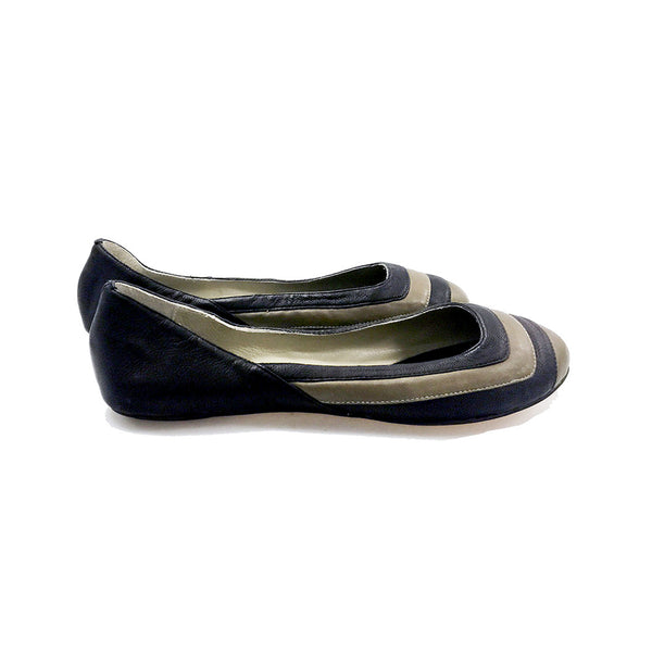 3042 leather loafers; black and mocha