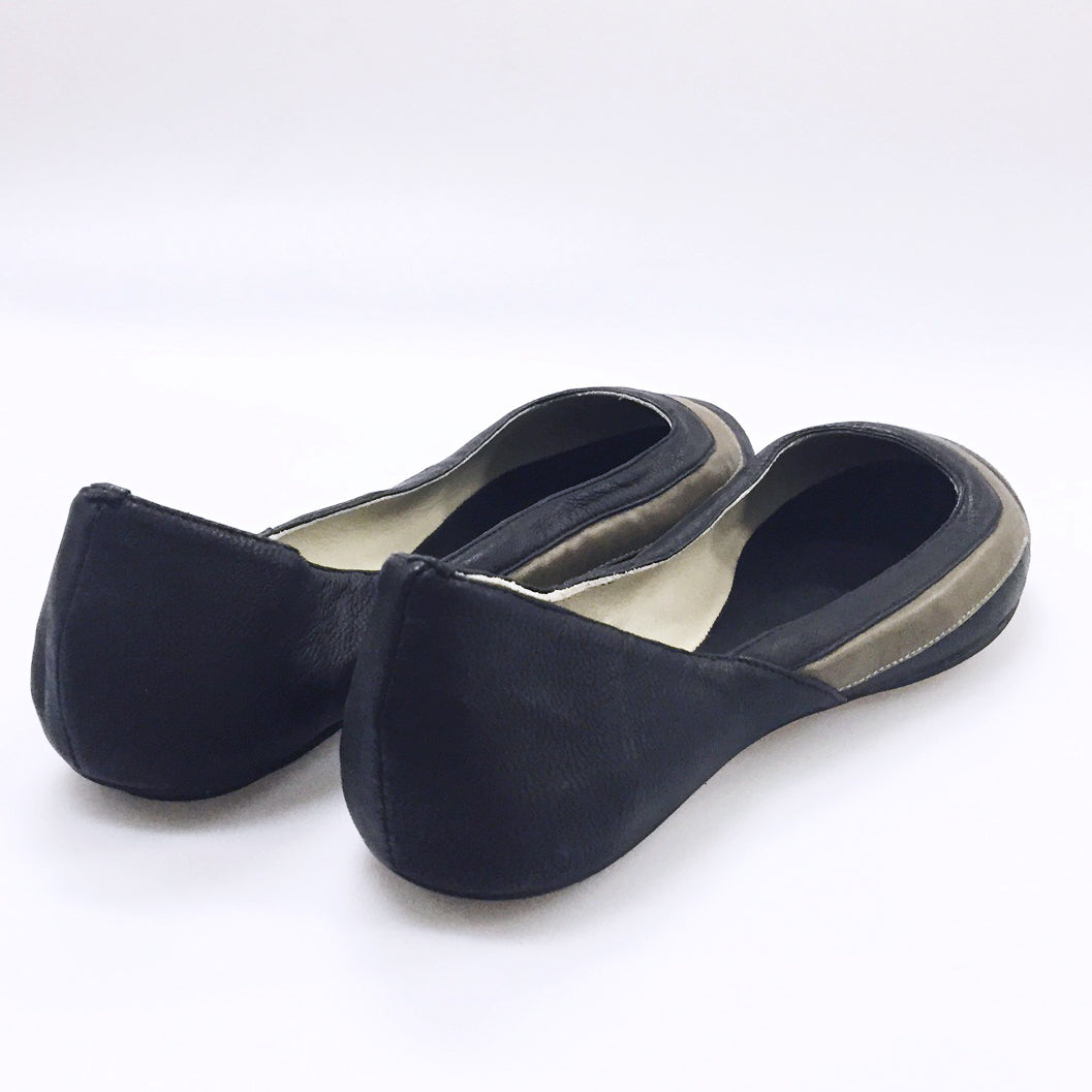 3042 leather loafers; black and mocha