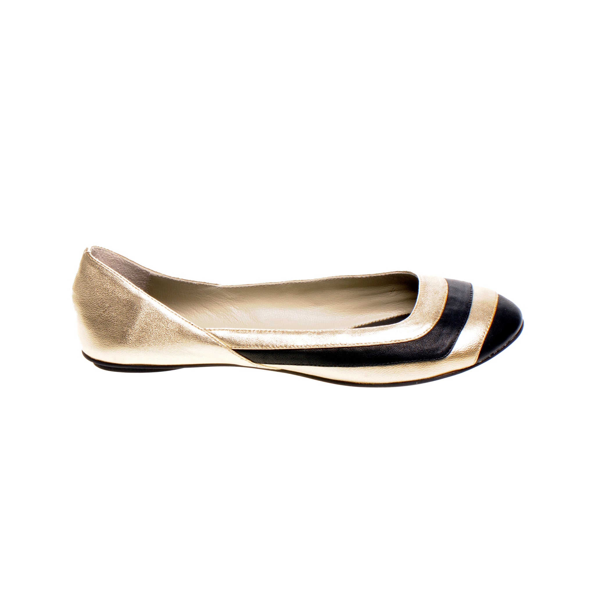 3042 leather loafers; gold and black