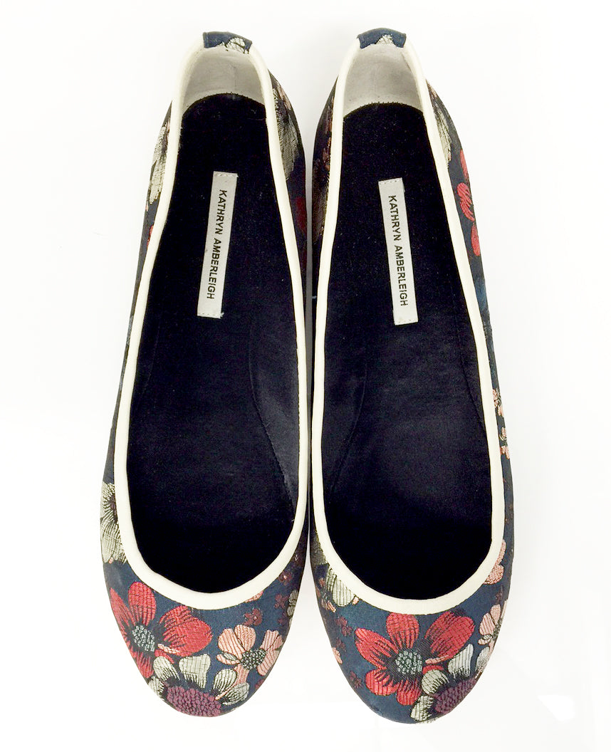3062 silk jacquard flats; blue flower