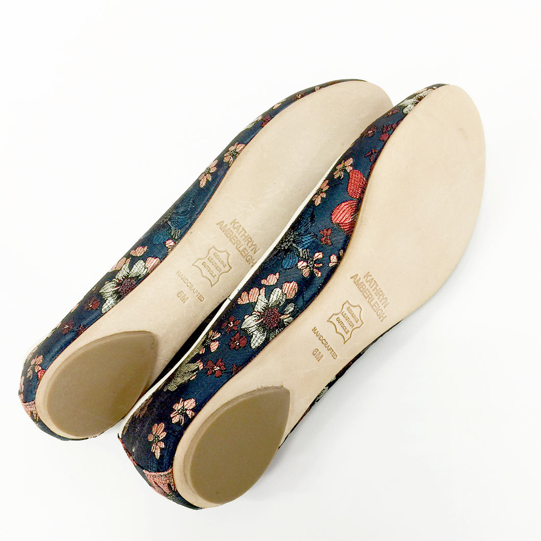 3062 silk jacquard flats; blue flower