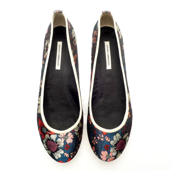 3062 silk jacquard flats; blue flower