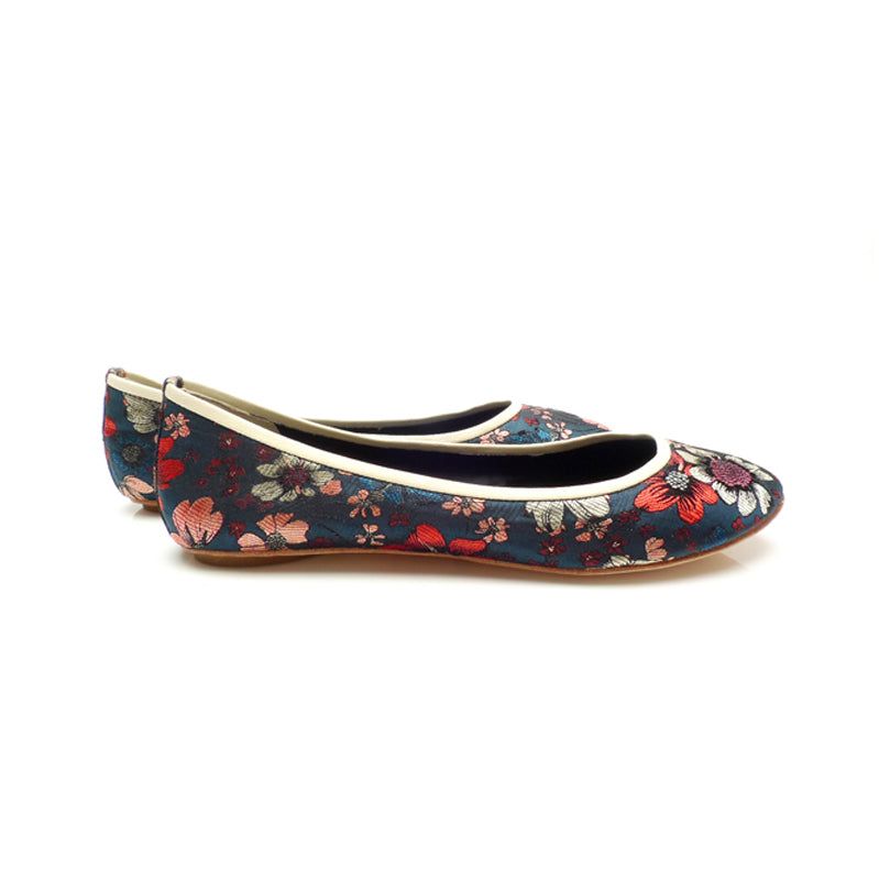 3062 silk jacquard flats; blue flower