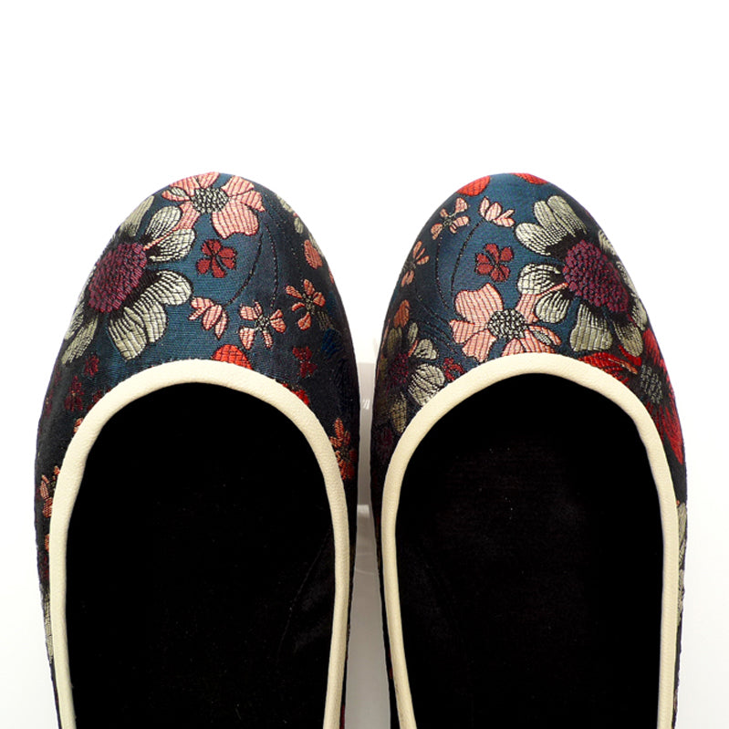 3062 silk jacquard flats; blue flower