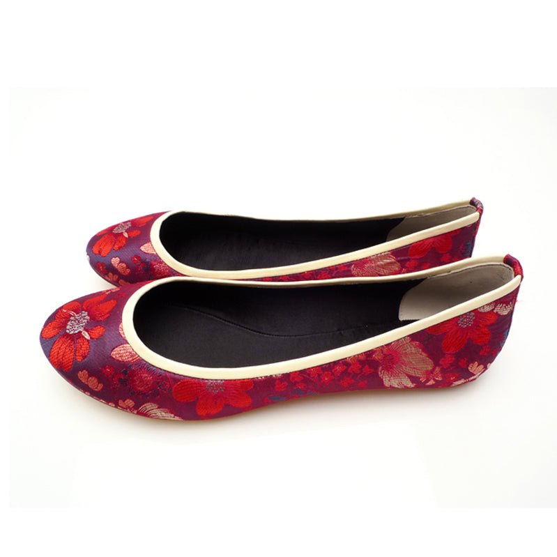 3062 silk jacquard flats; red flower