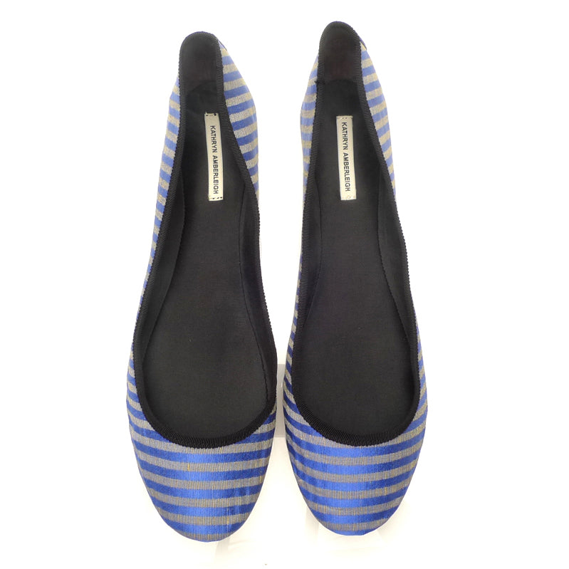 3061 silk flats; blue stripe