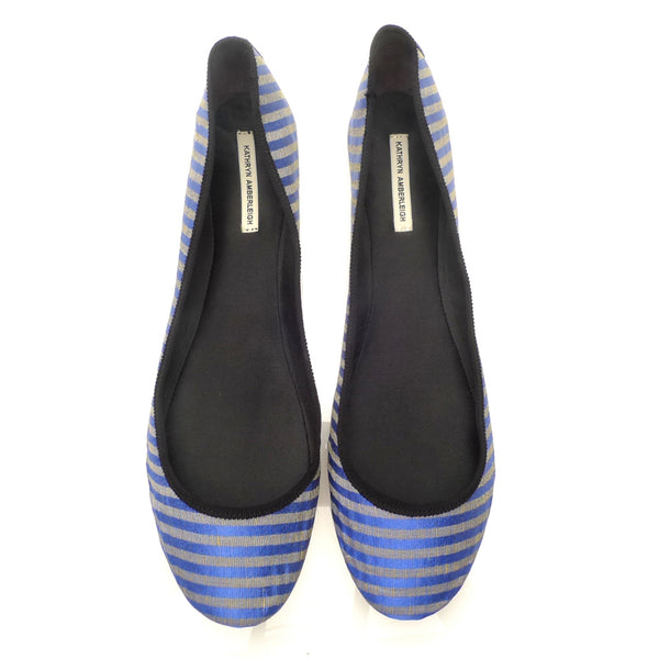 3061 silk flats; blue stripe