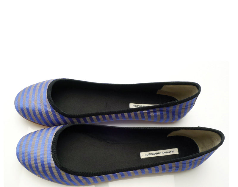 3061 silk flats; blue stripe