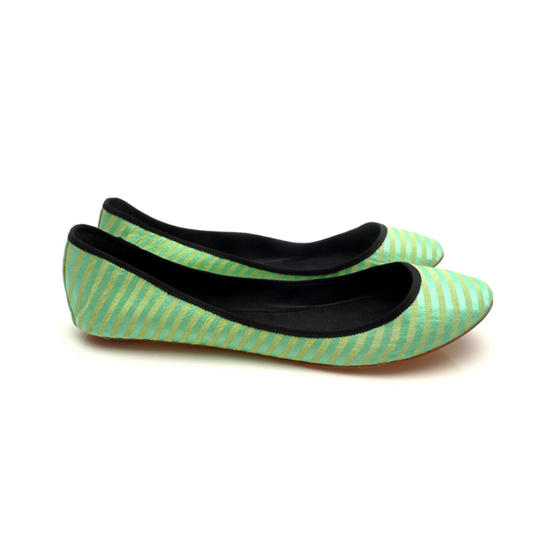 3061 silk flats; light green stripe