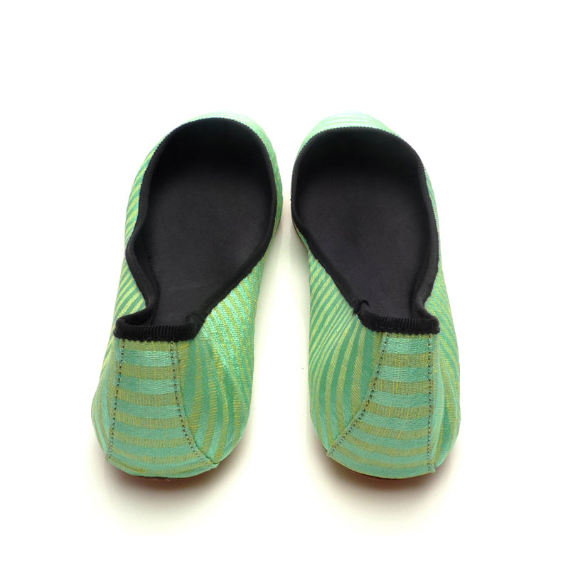 3061 silk flats; light green stripe