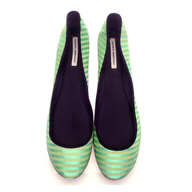 3061 silk flats; light green stripe