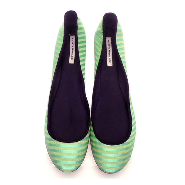 3061 silk flats; light green stripe