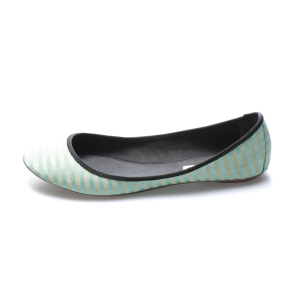 3061 silk flats; mint stripe