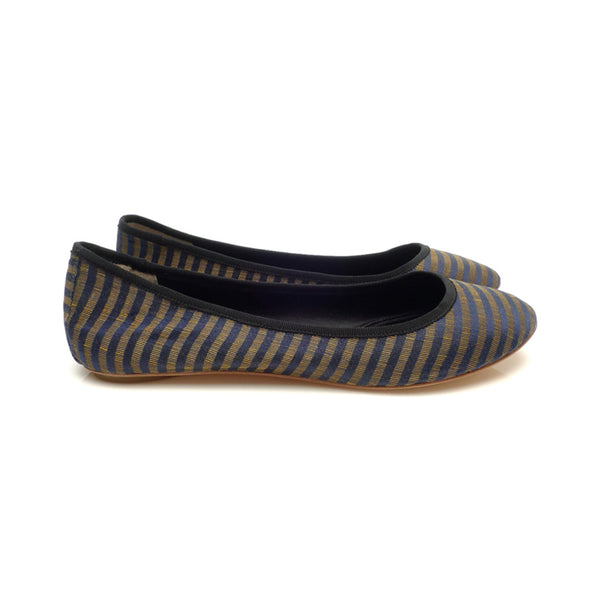 3061 silk flats; navy stripe