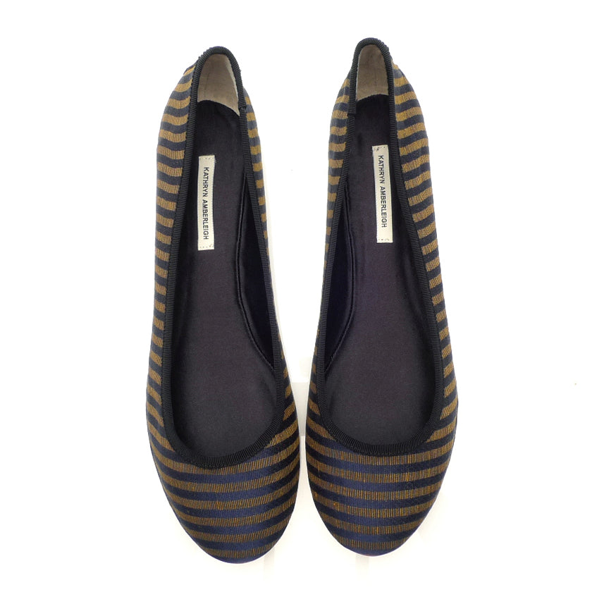 3061 silk flats; navy stripe