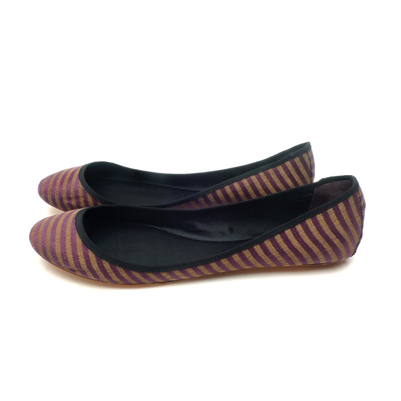 3061 silk flats; purple stripe