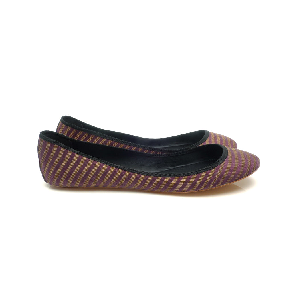 3061 silk flats; purple stripe