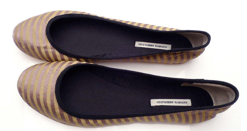 3061 silk flats; lilac stripe