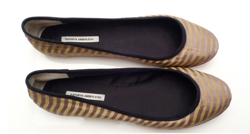 3061 silk flats; lilac stripe