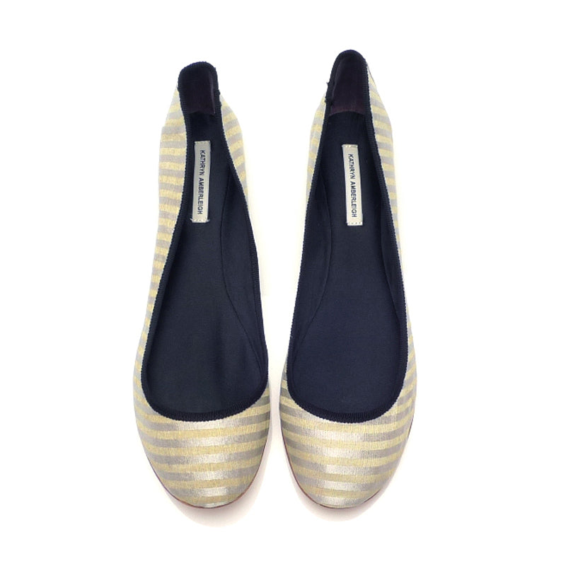 3061 silk flats; silver stripe