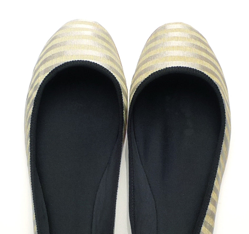 3061 silk flats; silver stripe