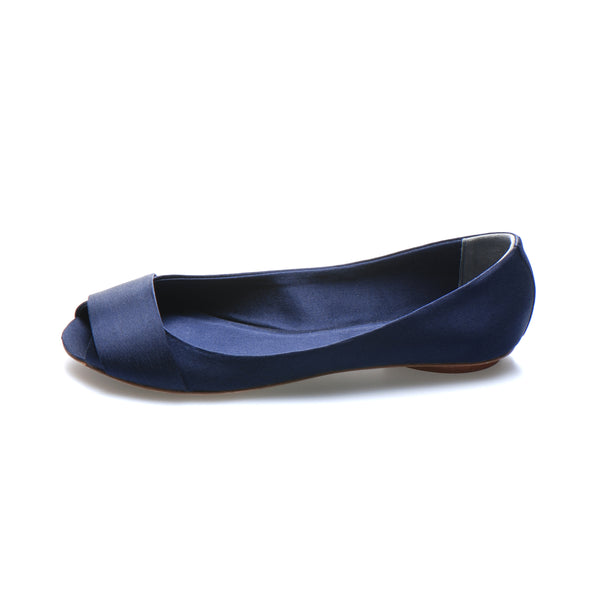 3064 silk flats; navy