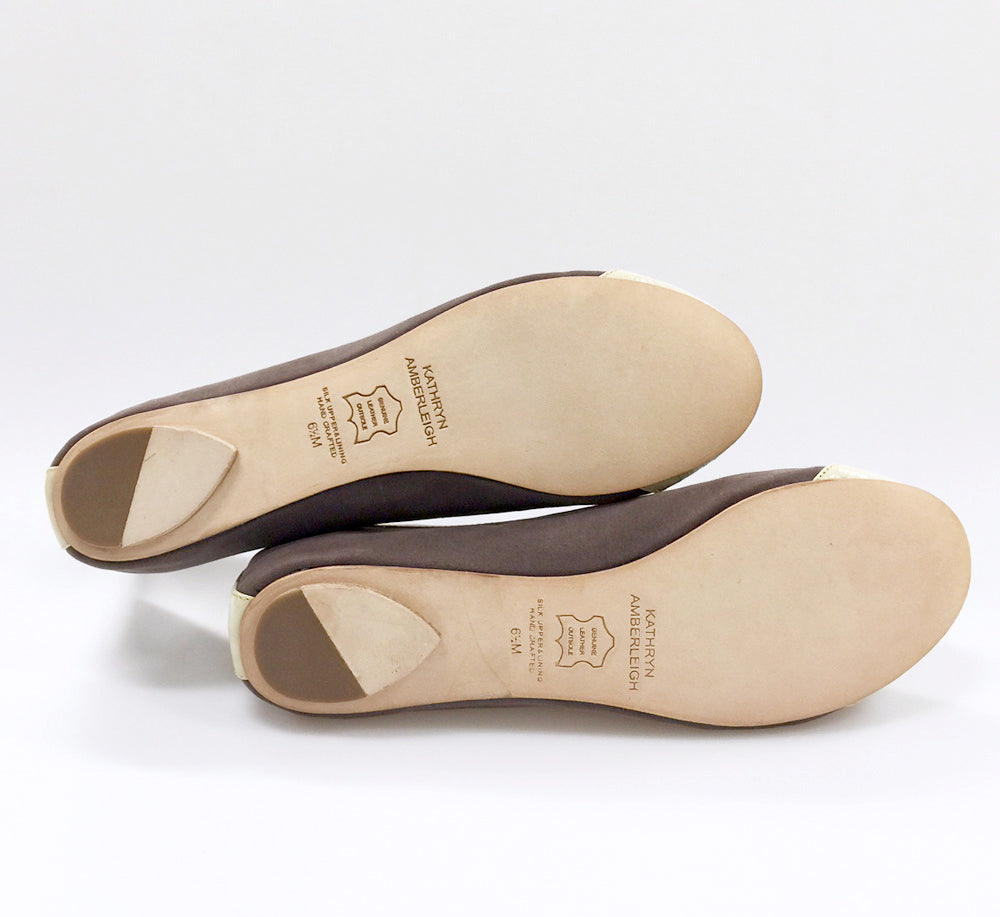 3065 silk flats; brown and bone