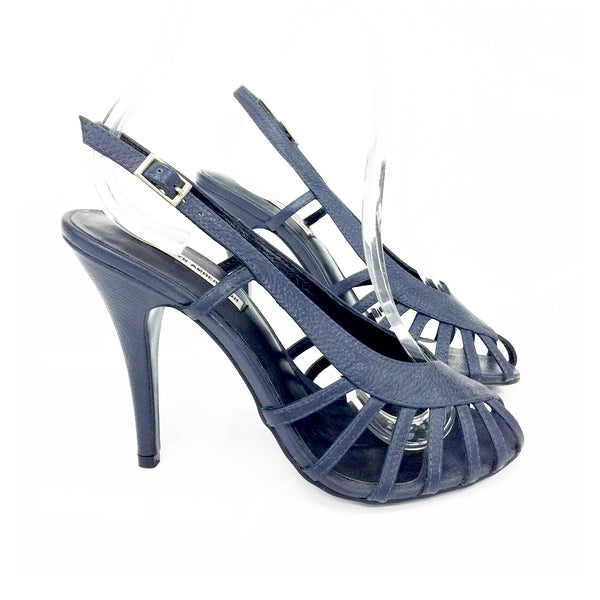 3072 leather heels; cobalt
