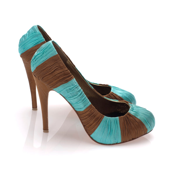 3082 silk heels; mint and cocoa