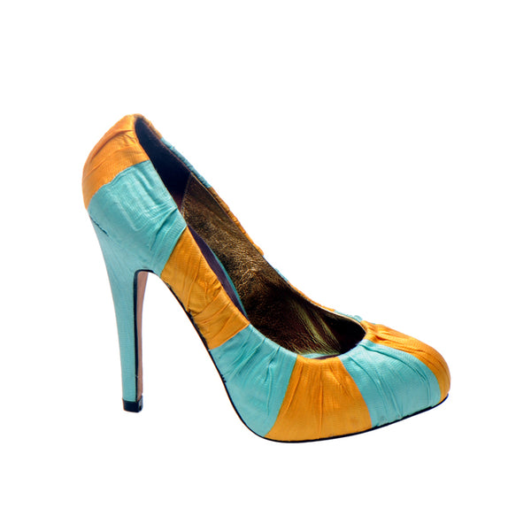 3082 silk heels; orange and mint