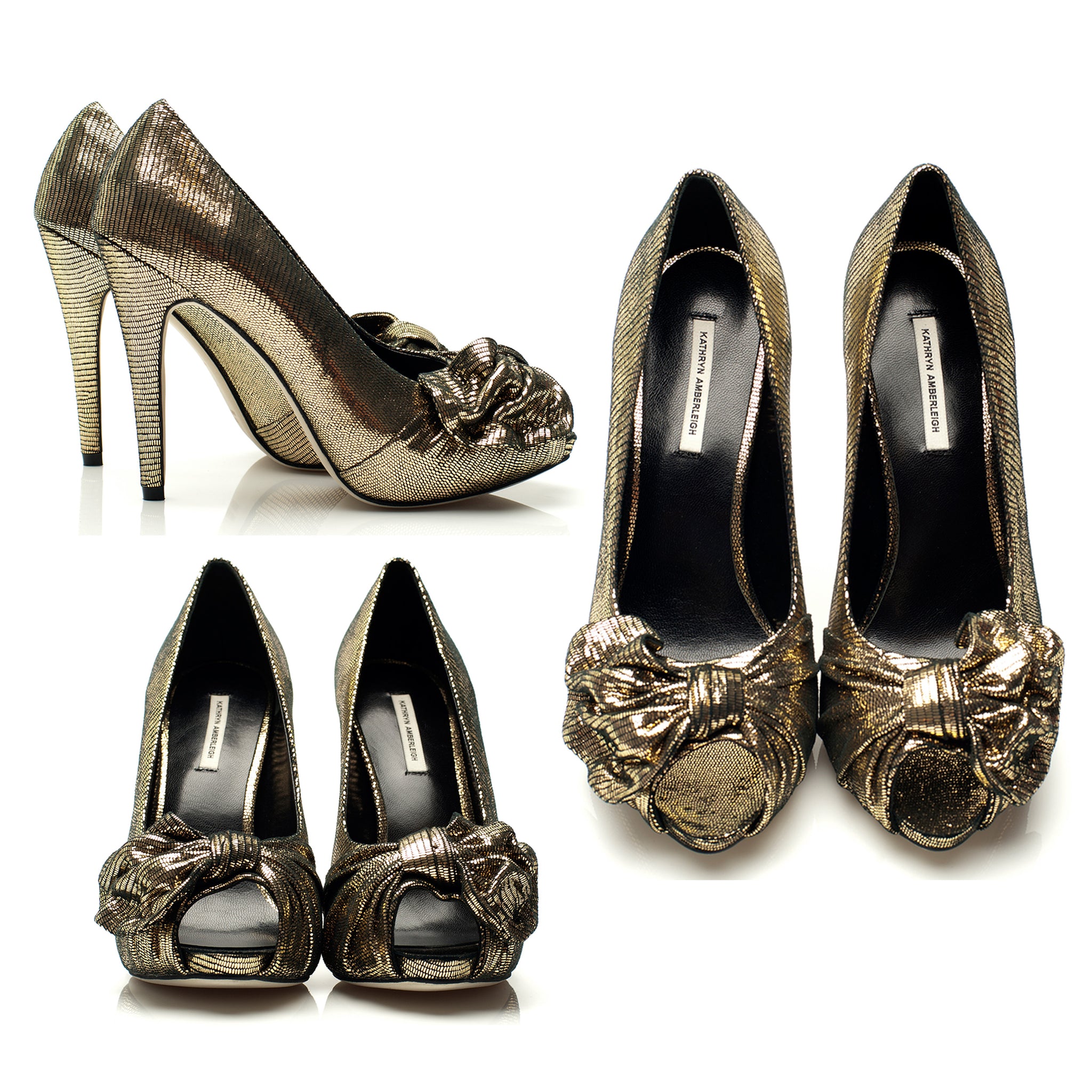 3085 leather heels; light gold