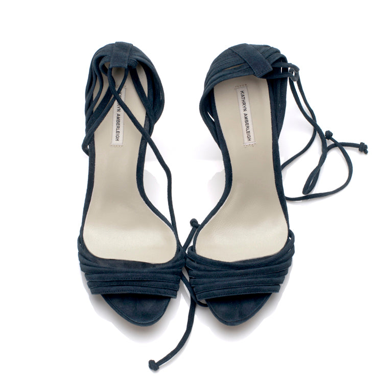 3136 suede heels; navy