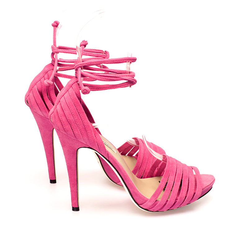 3136 suede heels; pink