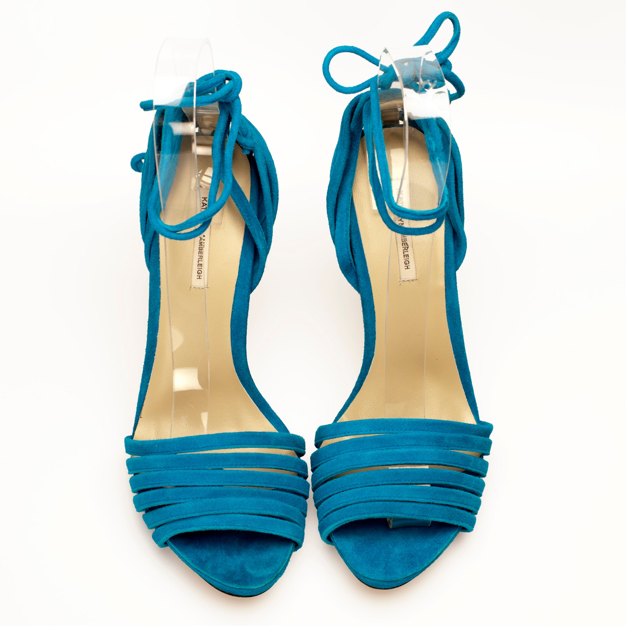 3136 suede heels; blue
