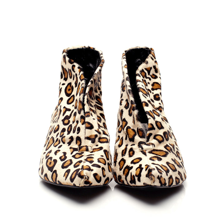 3155 hair booties ; cream leopard