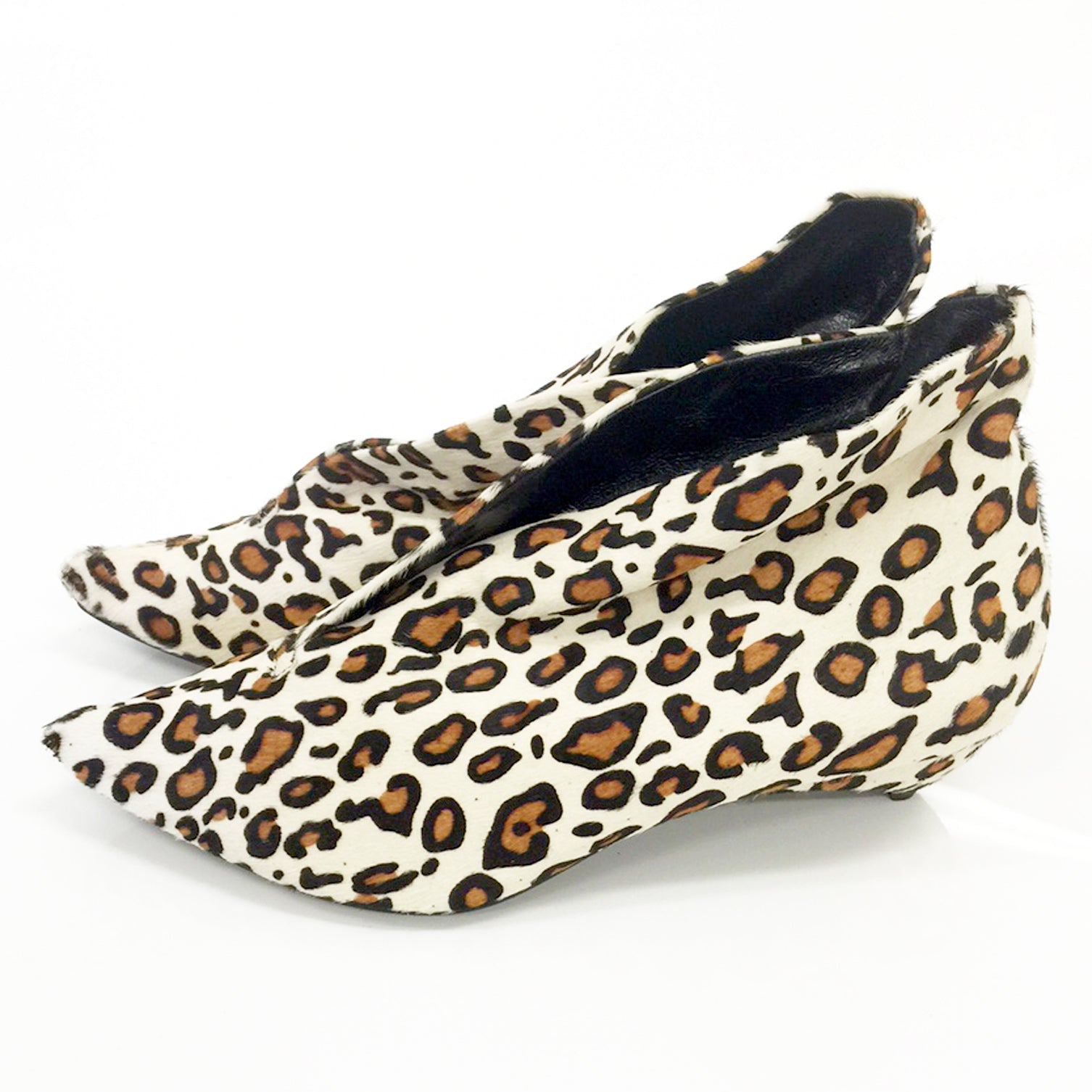 3155 hair booties ; cream leopard