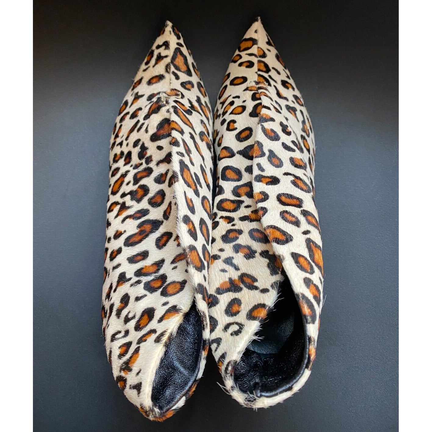 3155 hair booties ; cream leopard