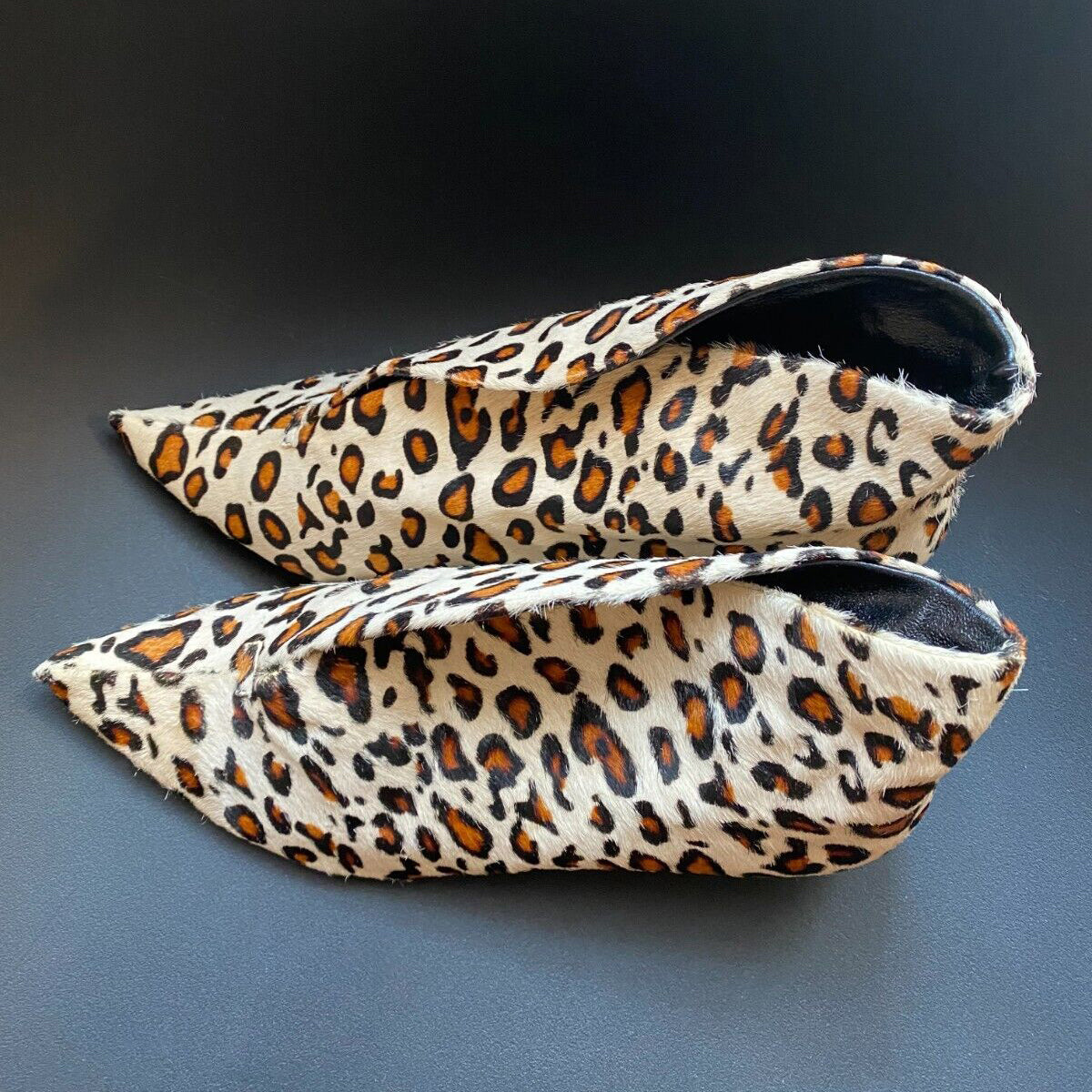 3155 hair booties ; cream leopard
