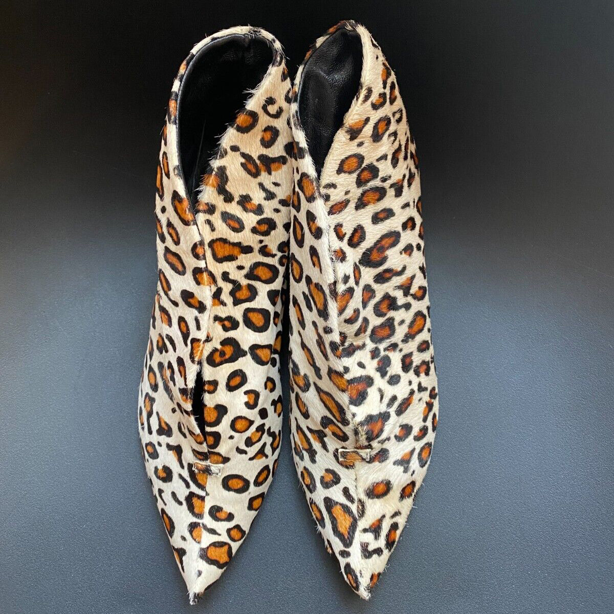 3155 hair booties ; cream leopard