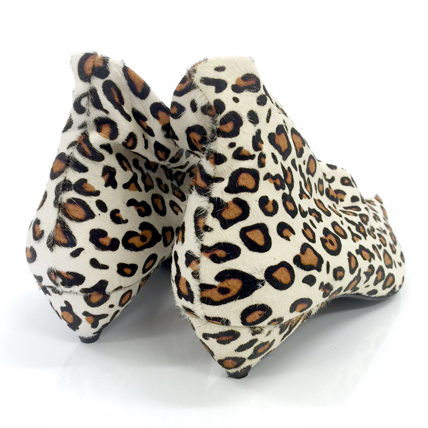 3155 hair booties ; cream leopard