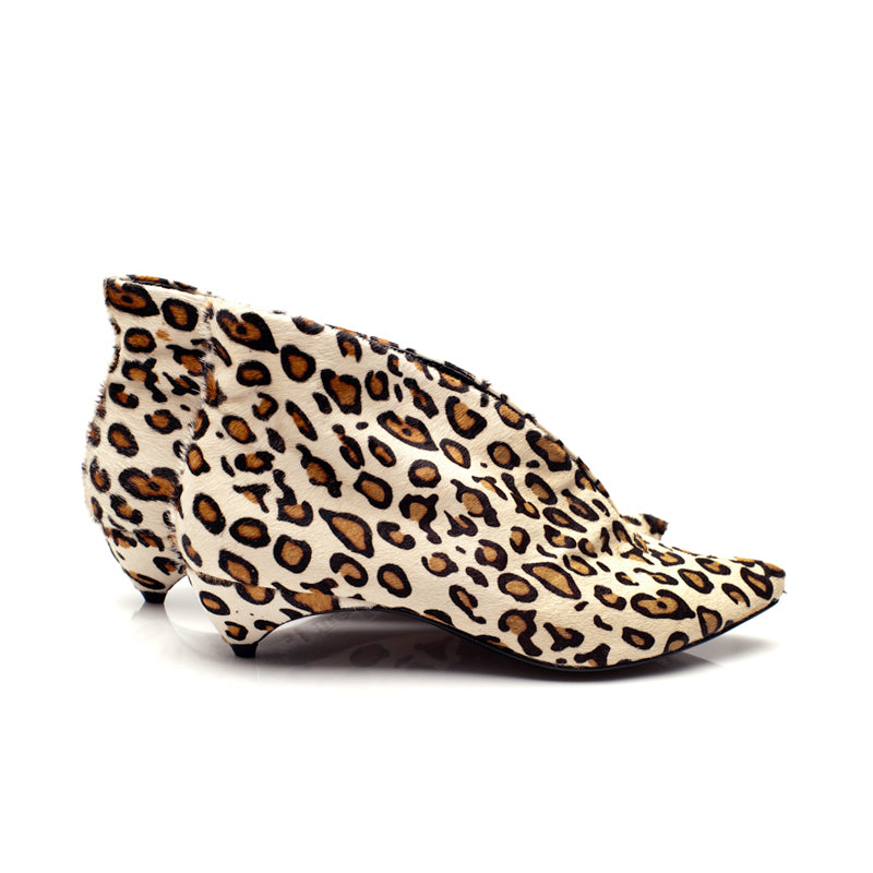 3155 hair booties ; cream leopard