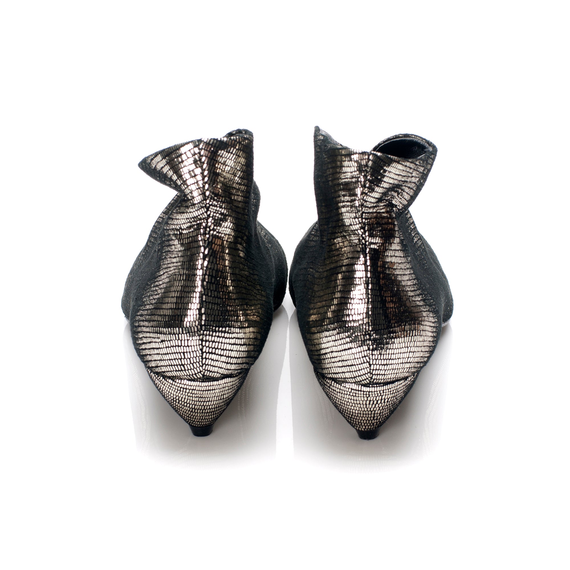 3155 leather booties ; gold lizard
