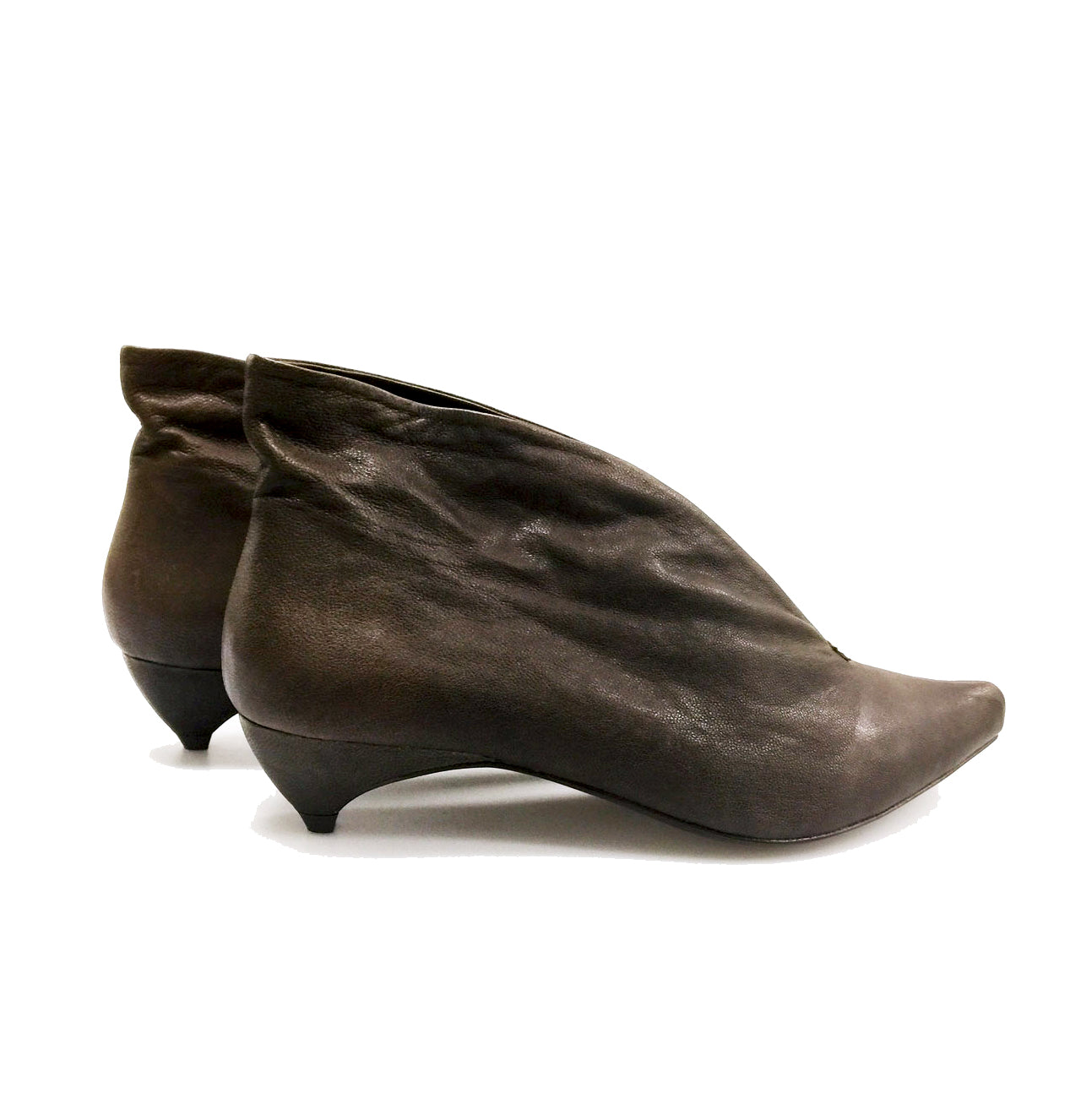 3155 leather booties ; coffee