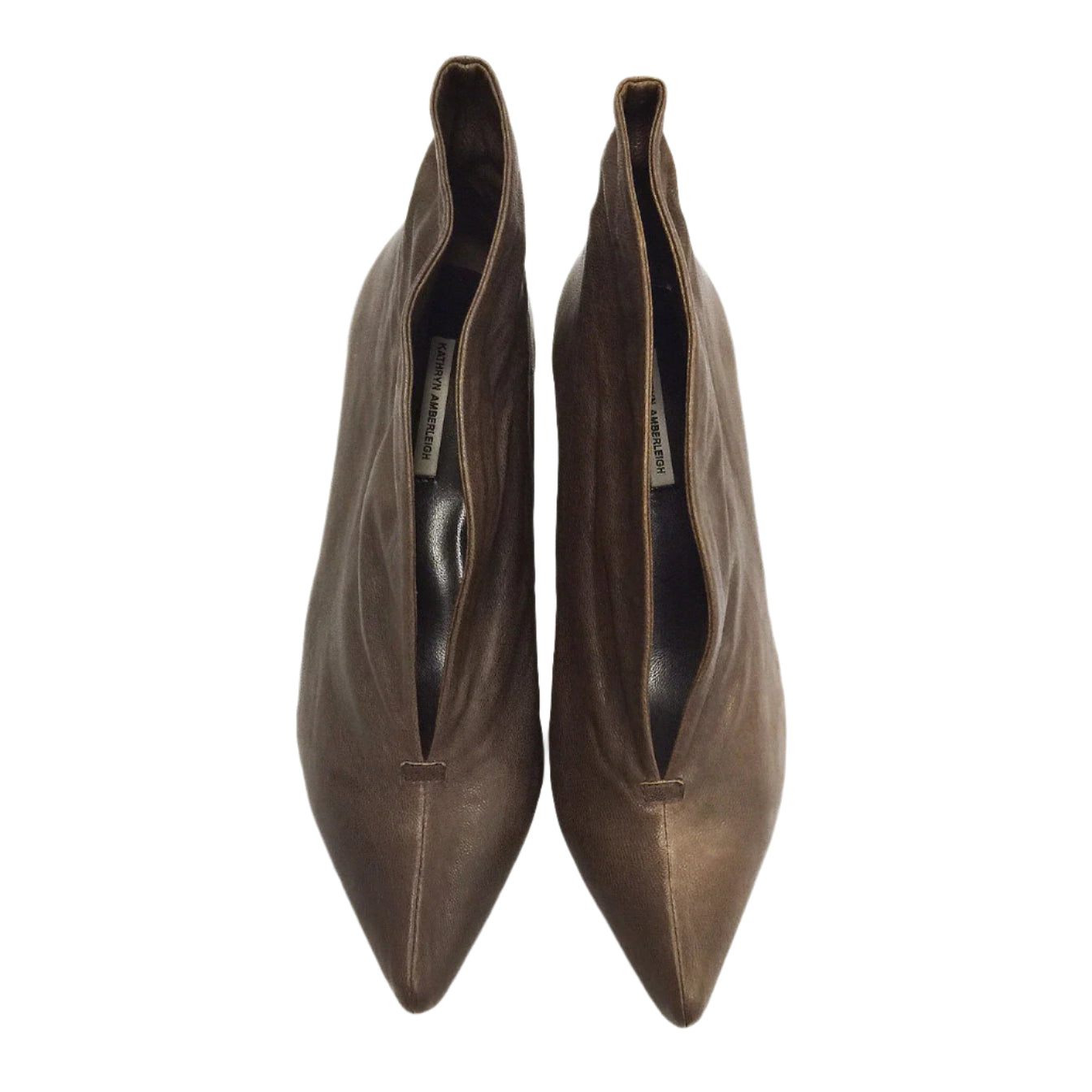 3155 leather booties ; coffee