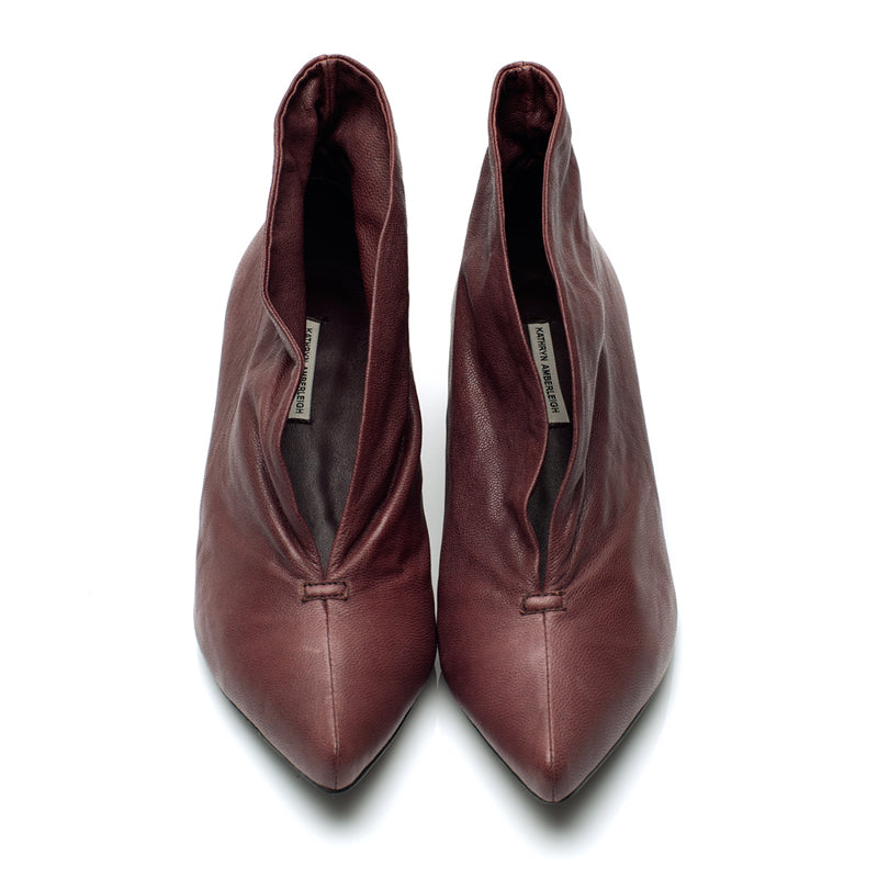 3155 leather booties ; plum