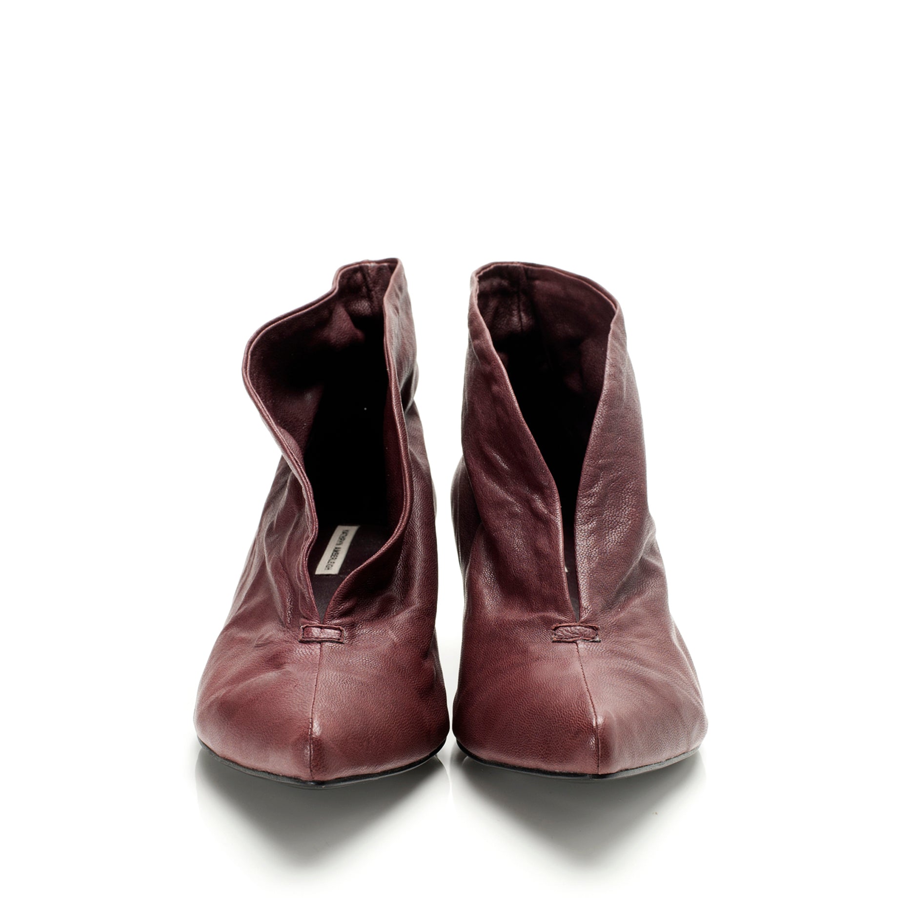 3155 leather booties ; plum