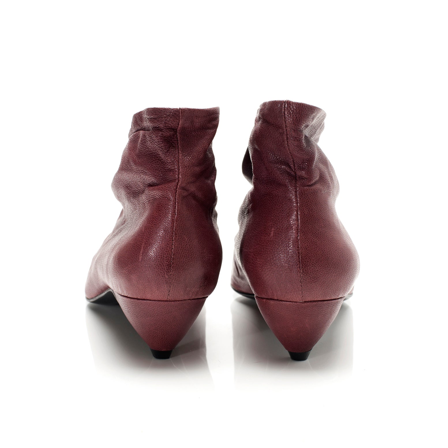 3155 leather booties ; plum