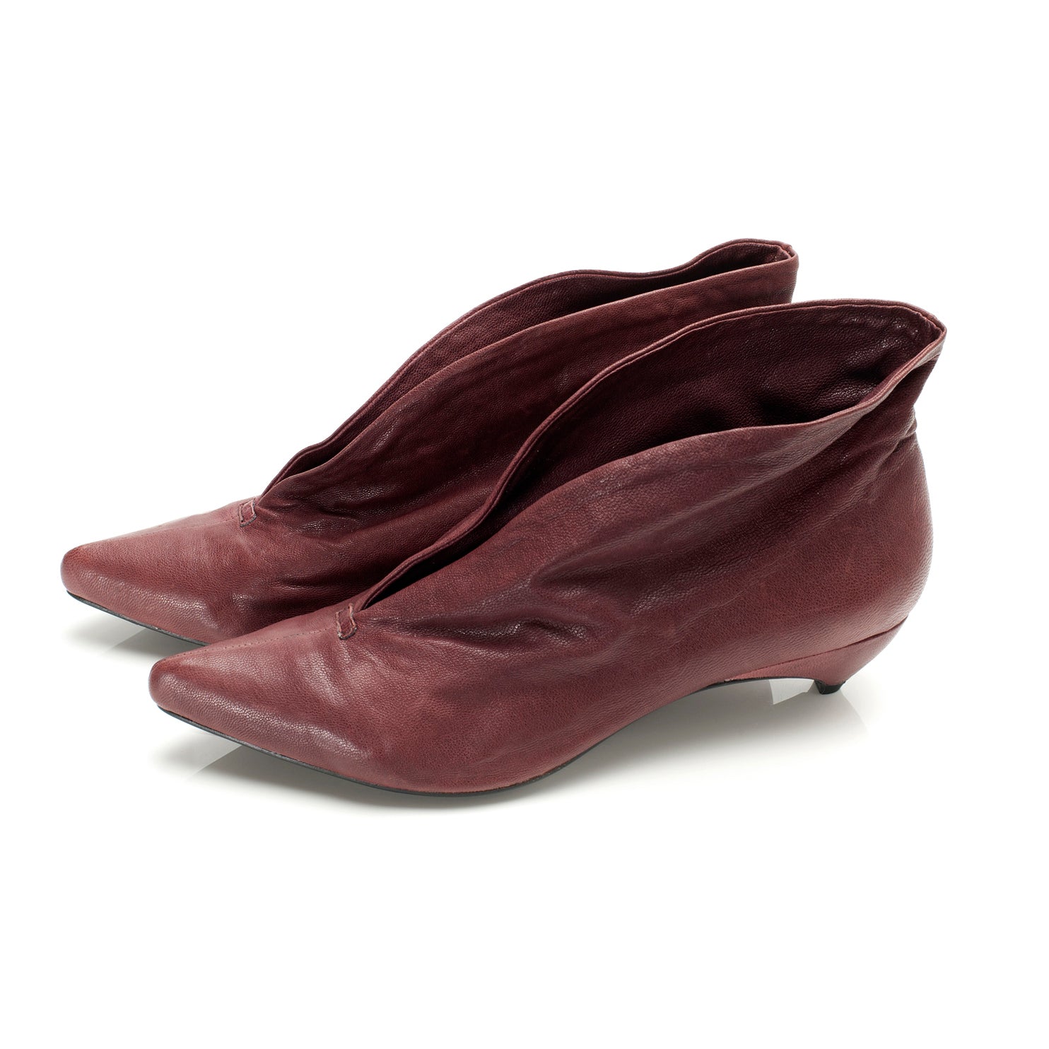 3155 leather booties ; plum